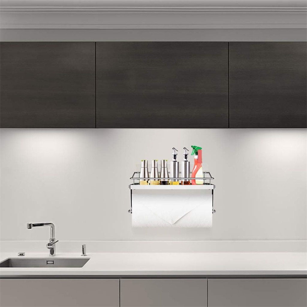 Rack ! with Shelf Basket Holder Wall Towel for Kitchenbathroom Storage Paper Adhesive Bathroom Products, Brush Shelf Promotion Include Shelf, 2 Films Silver