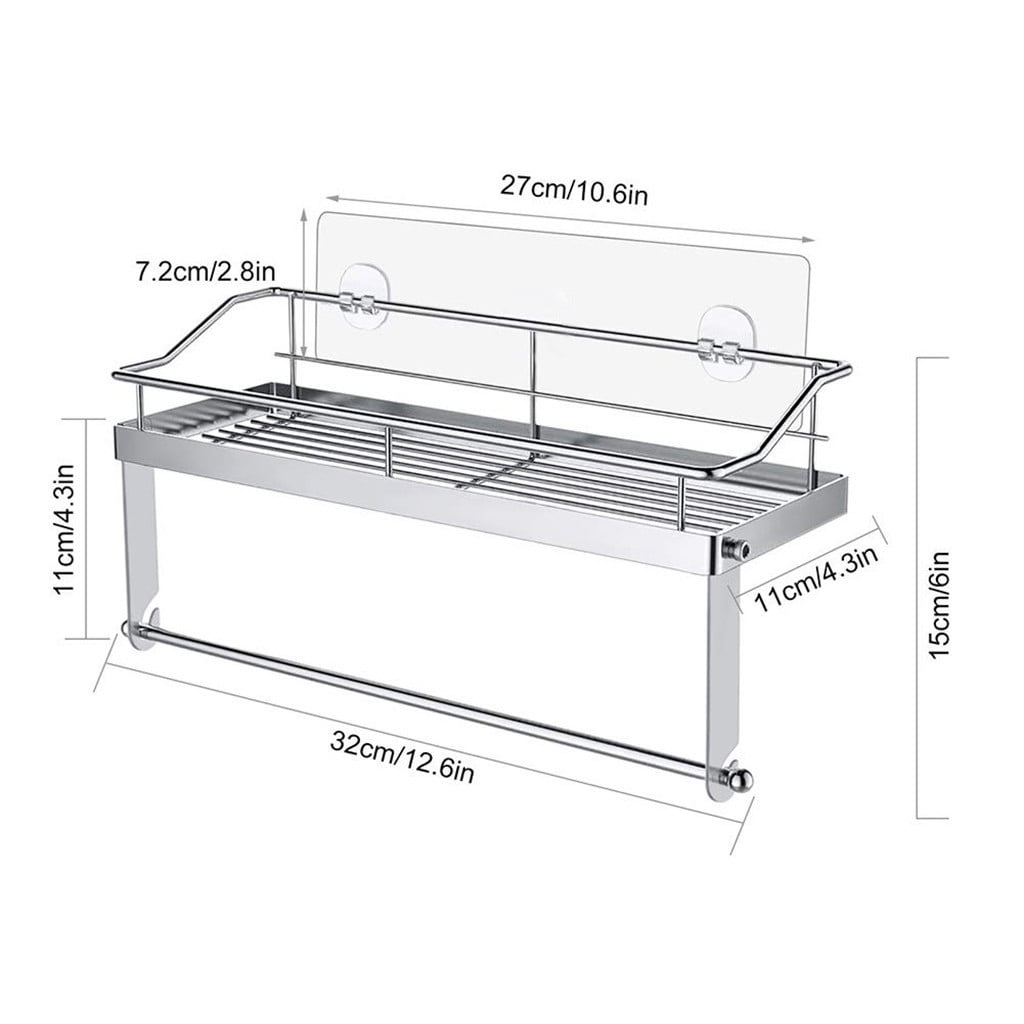 Rack ! with Shelf Basket Holder Wall Towel for Kitchenbathroom Storage Paper Adhesive Bathroom Products, Brush Shelf Promotion Include Shelf, 2 Films Silver