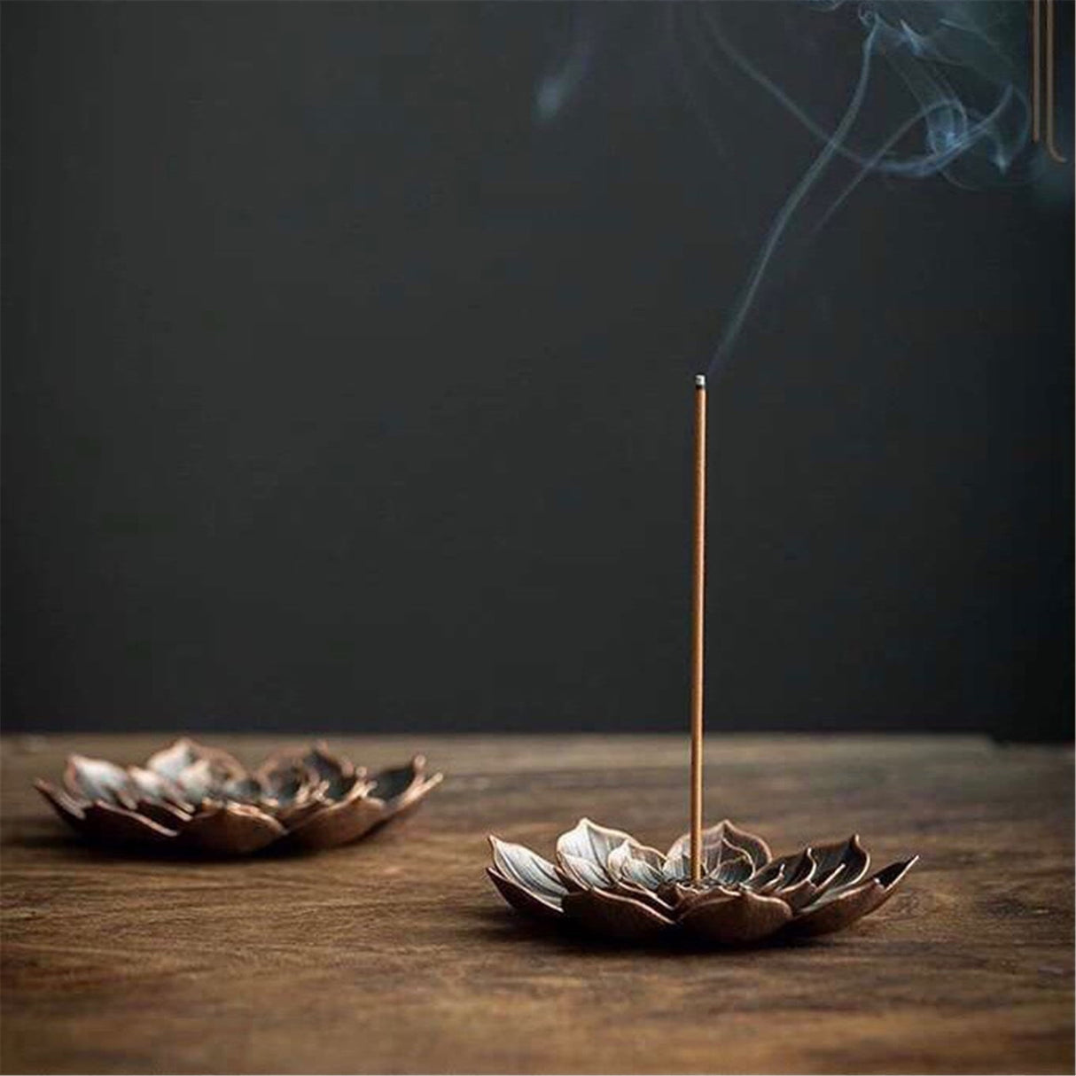 Rack ! Ash Incense with Burner Brass Flower Burner Yoga Catcher Rack Stick Incense Tea Other, Storage Rack Promotion Include 1*Sandalwood Tray Brown