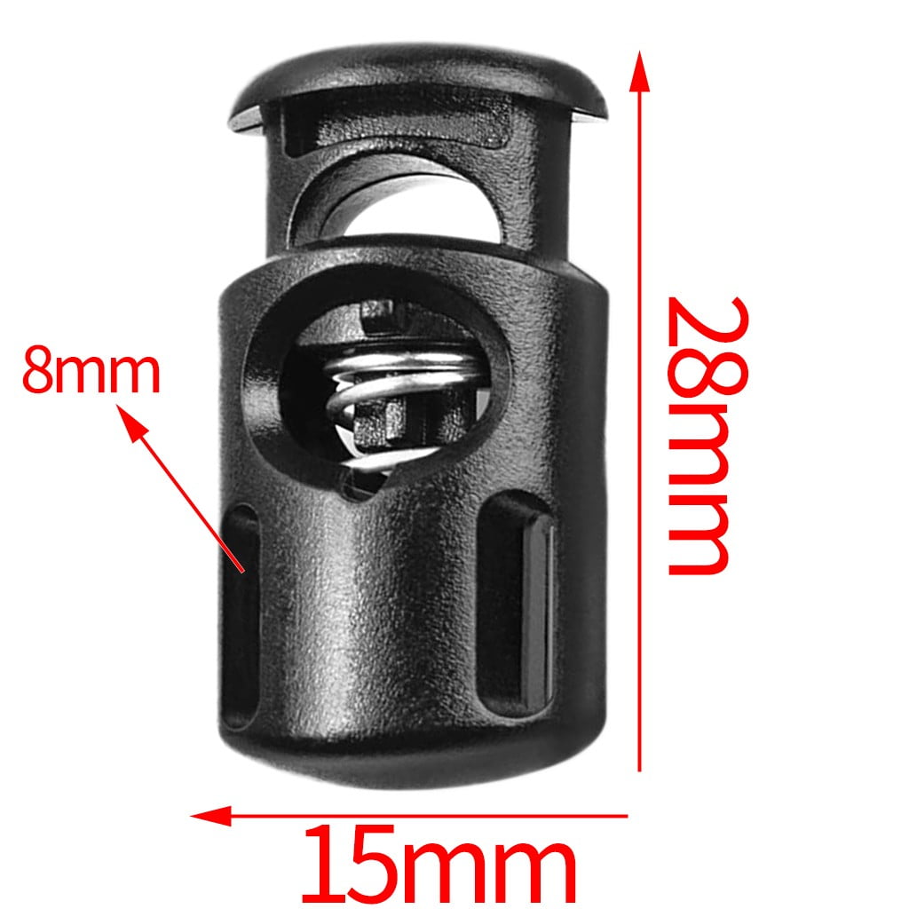 Back to School Supplies,Classroom Supplies50Pcs Spring Buckle No.8002, Stopper Shape Sliding Lanyard Luggage Cord Clip Rope Round Locks End 50Pcs Artscrafts and Sewing Black
