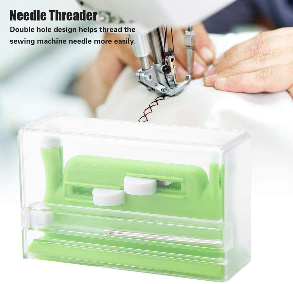 Hand‑Held Plastic Needle Threader Tool, Automatic Threading Aid Device for Elderly Sewing Lovers, Green