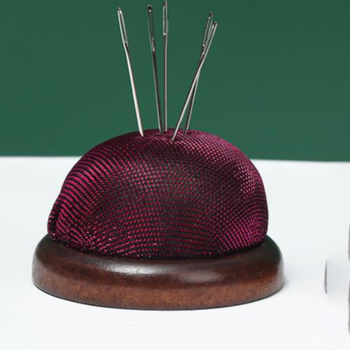 Smooth Round Pin Cushion! Eewia Needle and Thread Kit Clearance, Glossy Pin Cushion Wooden Base Needle Pincushion Round Pin Cushion for Sewing Needle Holder Or Diy Crafts, include 1*Pin Cushion Red