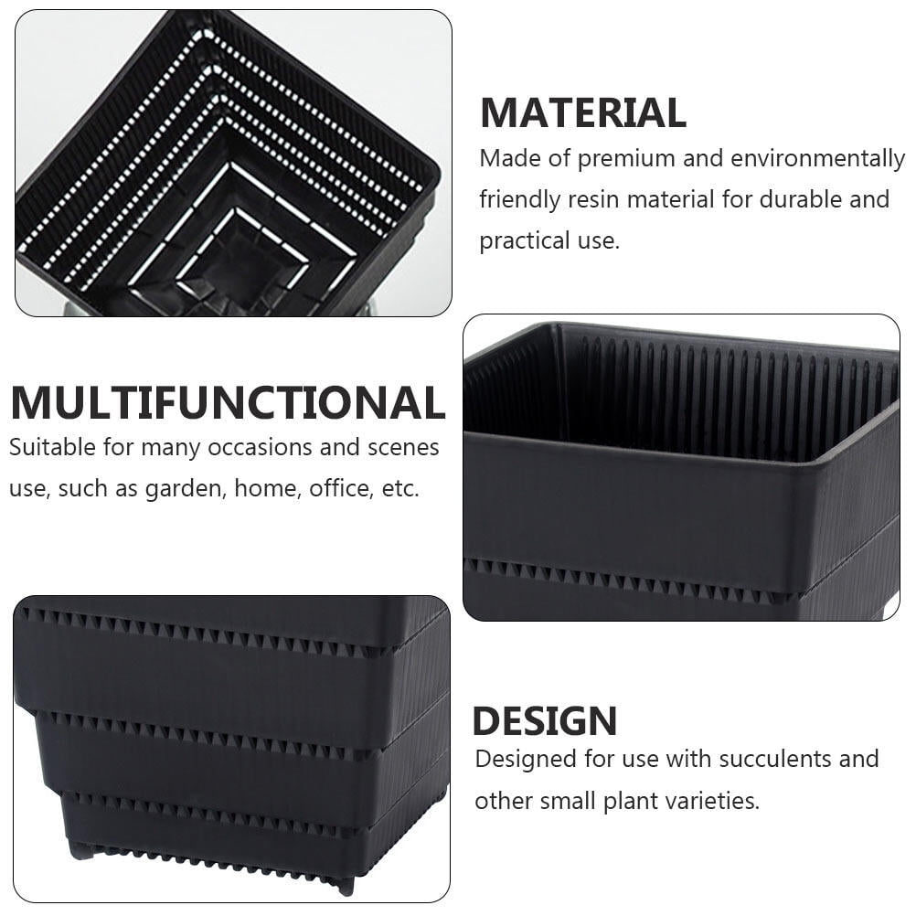 Planter Resin Black For Family 1Pc 4.7X4.4In 12X11.1CM Black