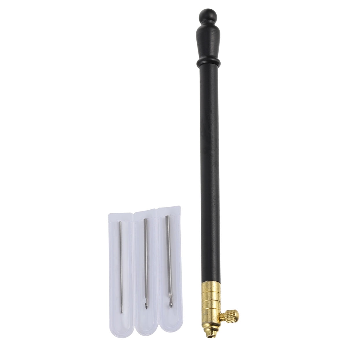 1 Set of Metal Handle Set Hooks with 3 Needles French Crochet Tool for Embroidery Beading ( Black ) 11X1CM Black