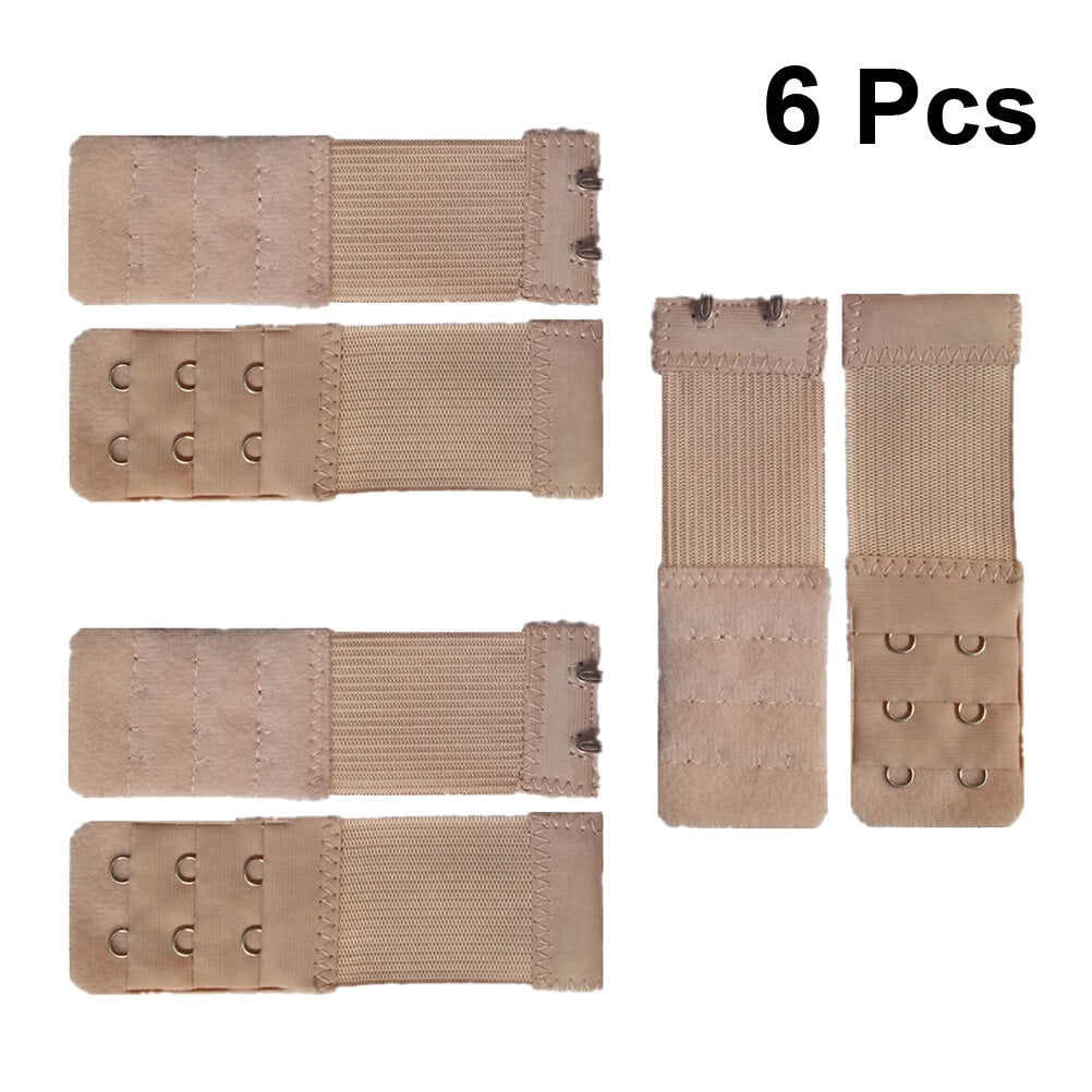 Bra Extension Buckle Polyester 6Pcs 3In Size 3 Beige