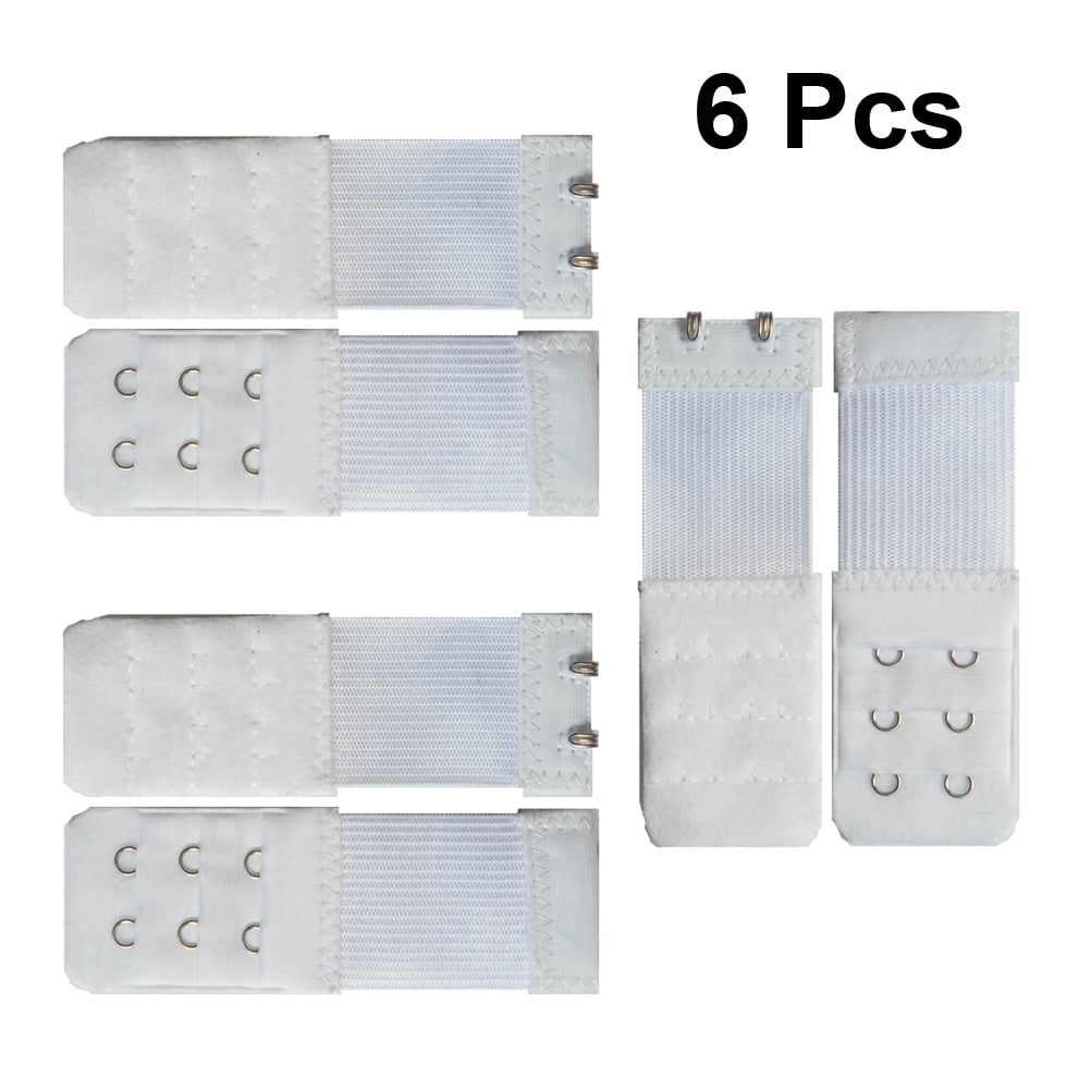 Bra Extension Buckle Polyester 6Pcs 3In Size 4 White