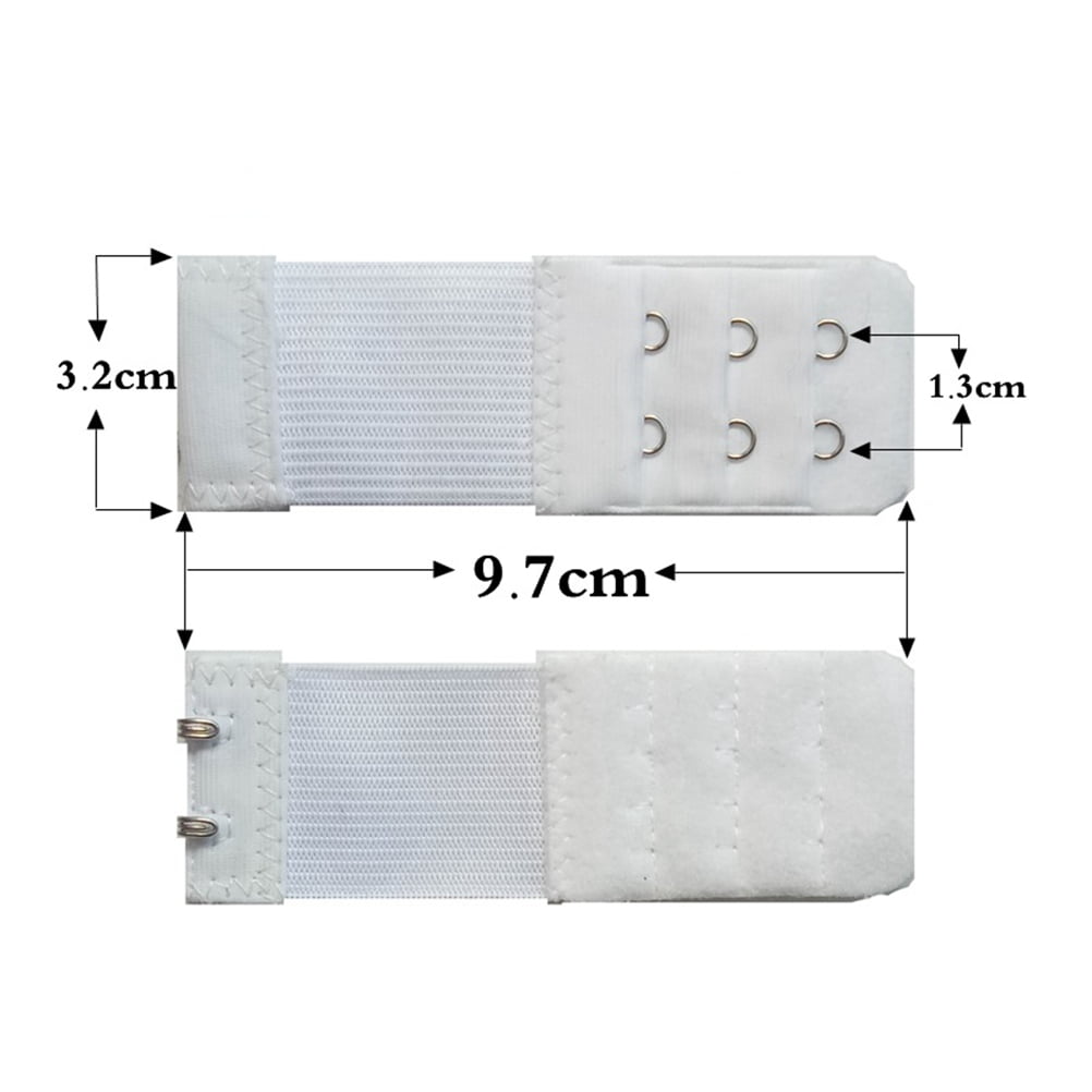 Bra Extension Buckle Polyester 6Pcs 3In Size 4 White