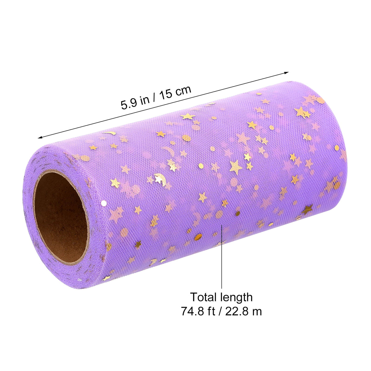 Tulle Roll Spool Tulle Fabric Roll with Star Sequins for Wedding Table Tutu Dress Skirt Light Purple 2280x15cm Dark Grey