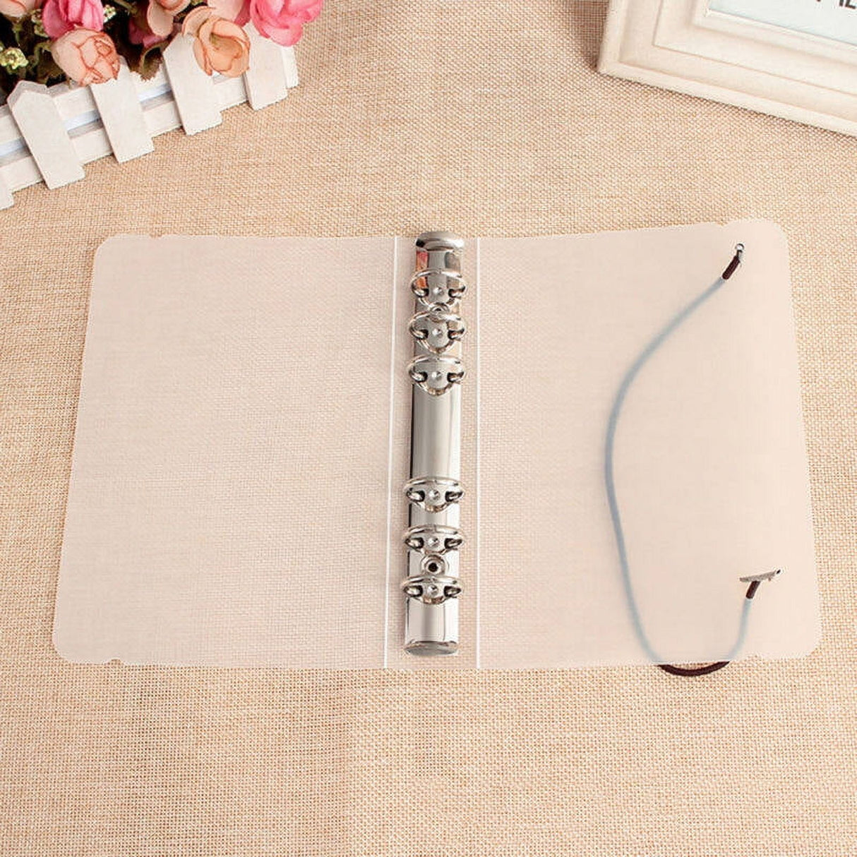 Plastic A5 Cover Round Ring Binder Transparent 1Pack 9.3x7.1x1.6Inch 23.60X18.00X4.00CM Beige