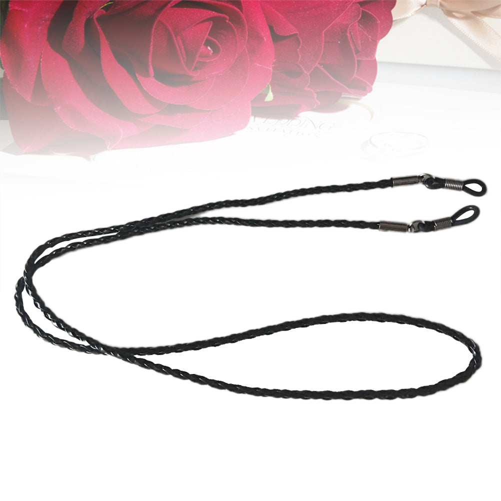 Eyeglasses Holder Strap Cord Leather Eyeglasses String Holder Chain Necklace Glasses Cord Lanyard Eyeglass Retainer for Men Women Kids(Black) 70.00X0.22X0.22CM Black