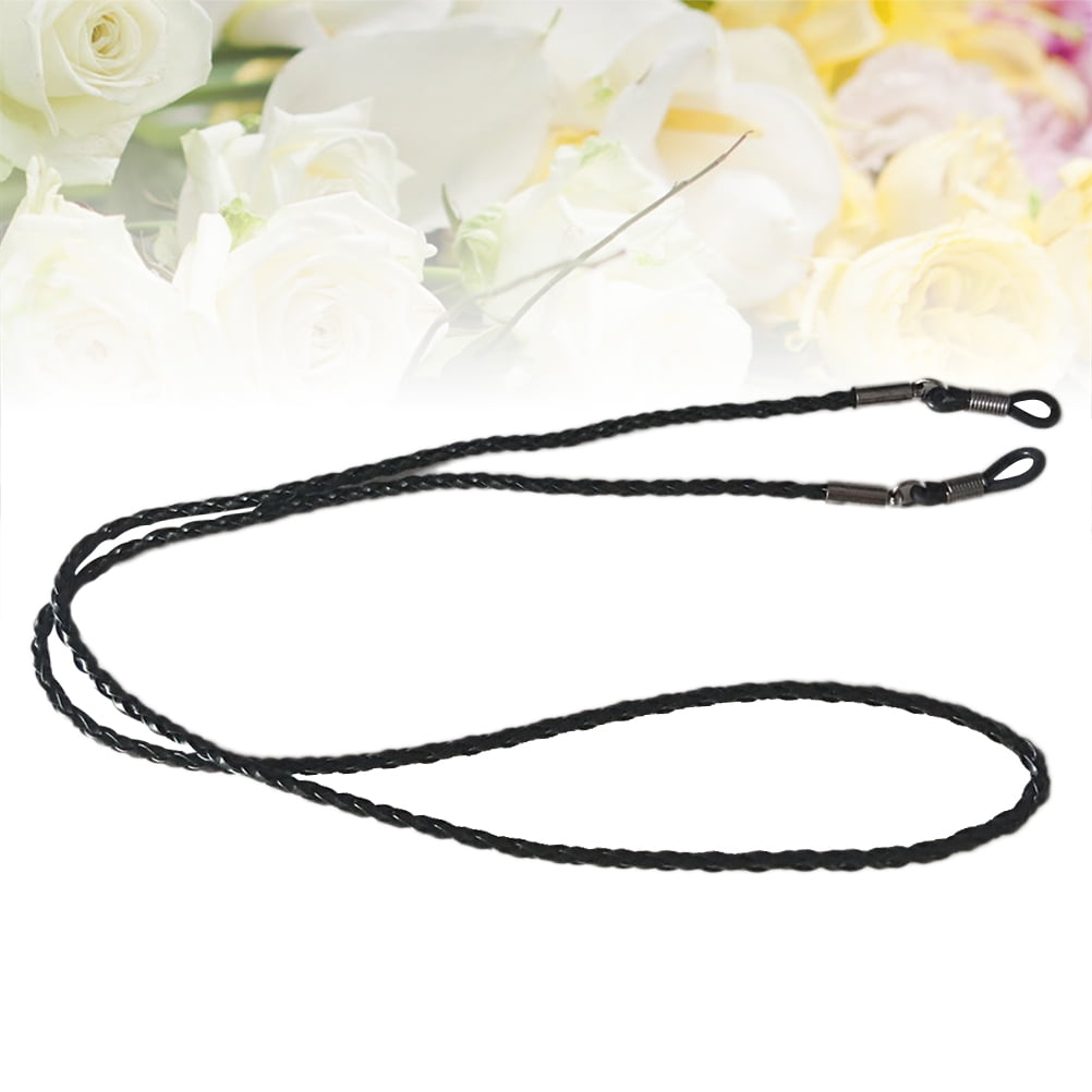 Eyeglasses Holder Strap Cord Leather Eyeglasses String Holder Chain Necklace Glasses Cord Lanyard Eyeglass Retainer for Men Women Kids(Black) 70.00X0.22X0.22CM Black