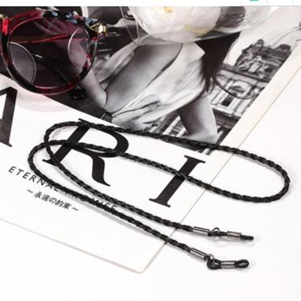 Eyeglasses Holder Strap Cord Leather Eyeglasses String Holder Chain Necklace Glasses Cord Lanyard Eyeglass Retainer for Men Women Kids(Black) 70.00X0.22X0.22CM Black