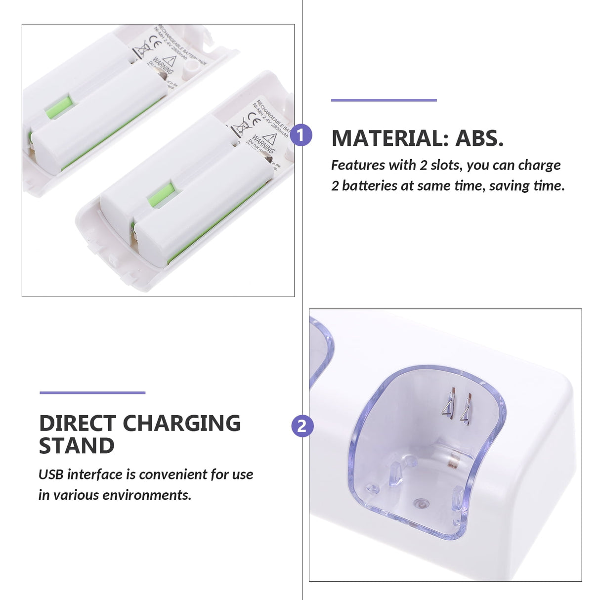 VR Controllers Rechargeable Batteries and Charger White ABS 1 Gaming Accessories 12.5X5.99cm White