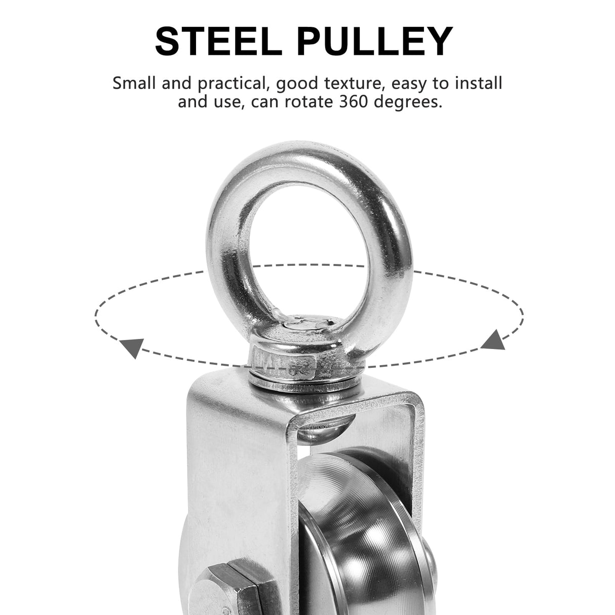 Heavy Duty Traction 201 Stainless Steel Swivel Pulley Silent U Type Cable Pulley 10.7X4.8X4.5CM Silver