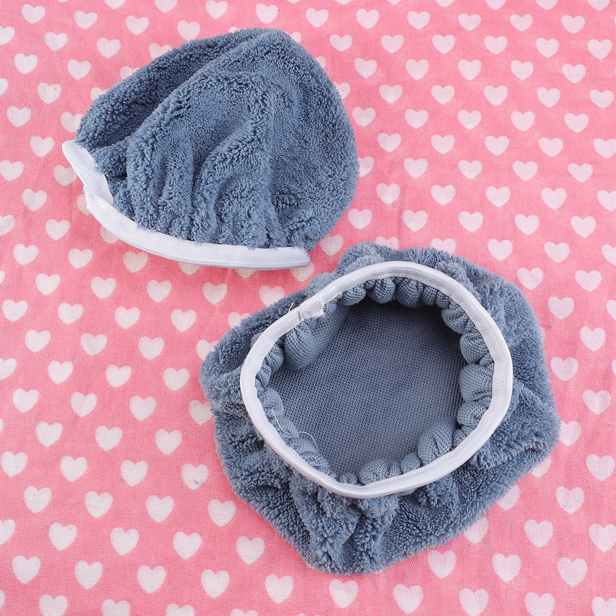 5 PCS Car Polishing Waxing Coral Fleece Bonnets Pads - 9-10 inch (Grey) Grey