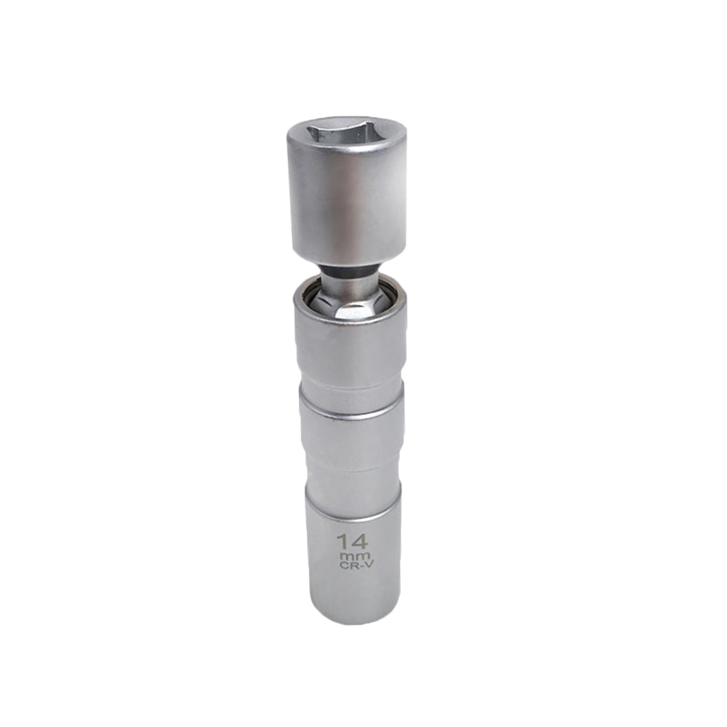 Worgeous Magnetic 12 Angle Spark Plug Sleeve for Car with 14mm 3/8 Drive Suitable for Spark Plugs Removal Tool Socket Silver carbon steel