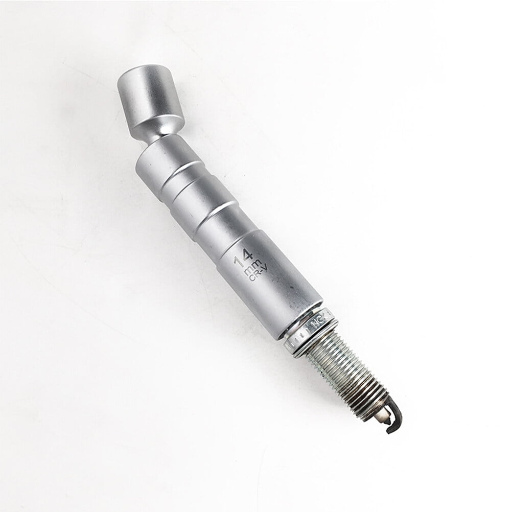 Worgeous Magnetic 12 Angle Spark Plug Sleeve for Car with 14mm 3/8 Drive Suitable for Spark Plugs Removal Tool Socket Silver carbon steel