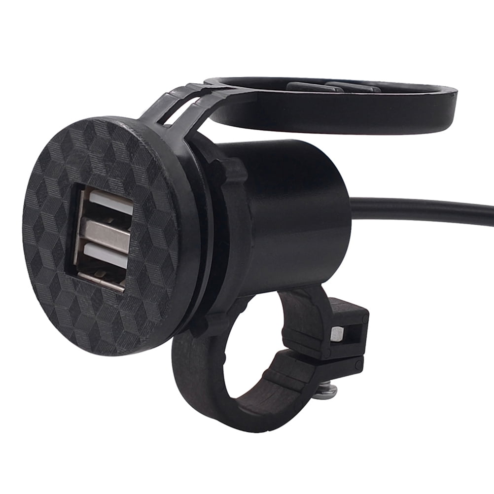 Worgeous Black ABS Motorcycle USB Socket Charger with Dual USB for Car Use Suitable for Most Environments 12V