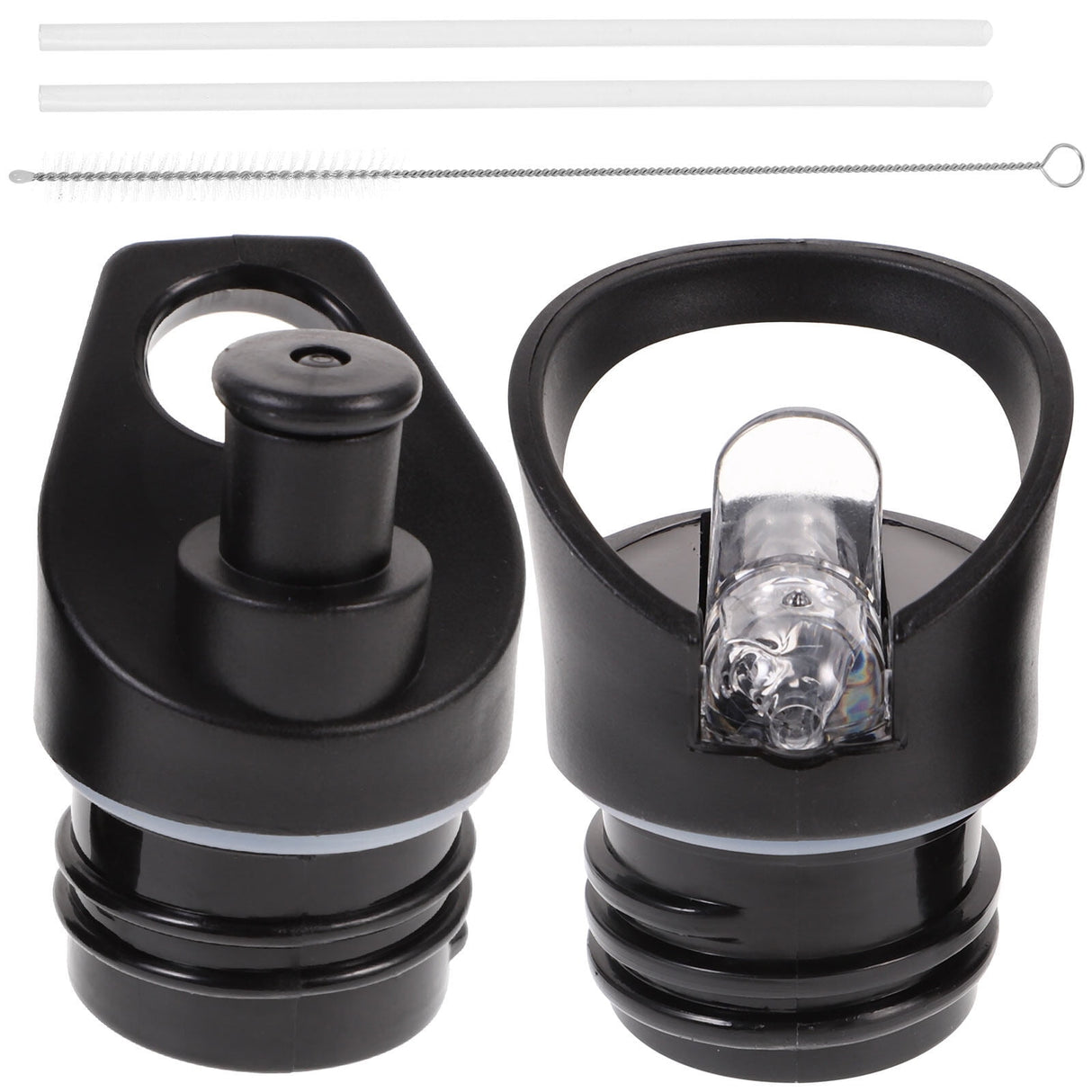Worgeous 2 Pcs Straw Lid Drink Sports Bottle Lunch Black