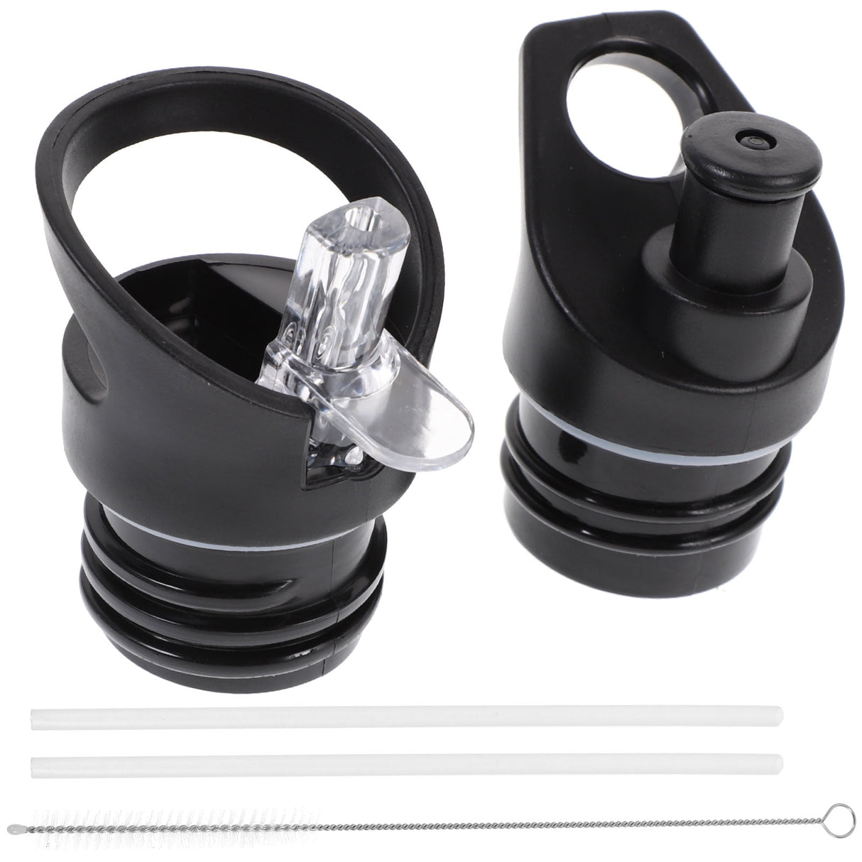 Worgeous 2 Pcs Straw Lid Drink Sports Bottle Lunch Black