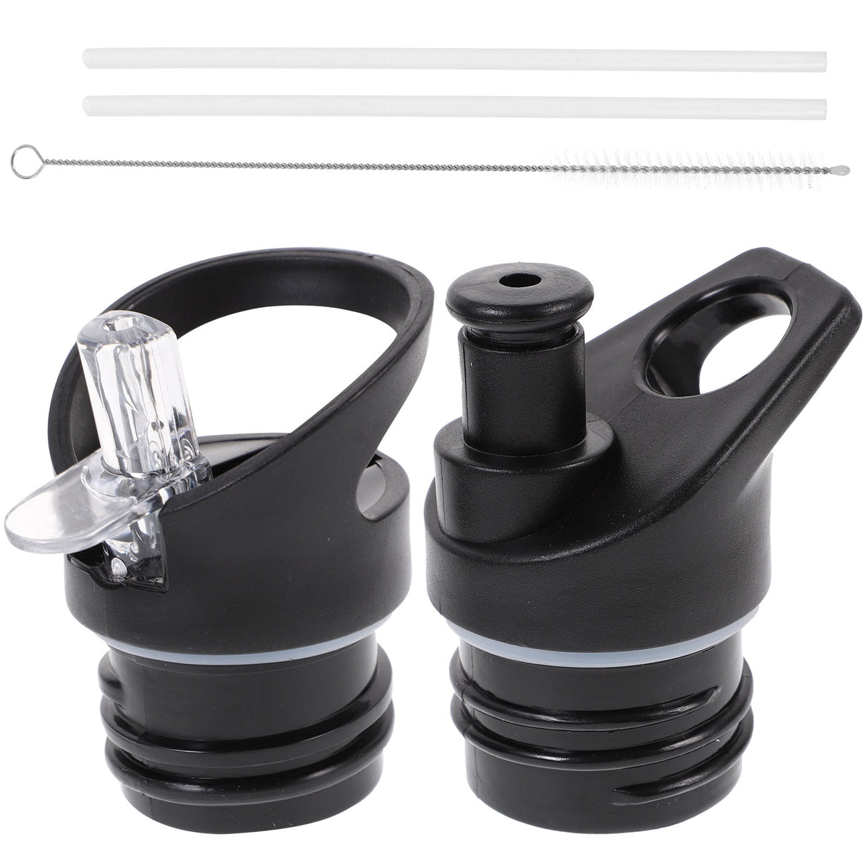 Worgeous 2 Pcs Straw Lid Drink Sports Bottle Lunch Black