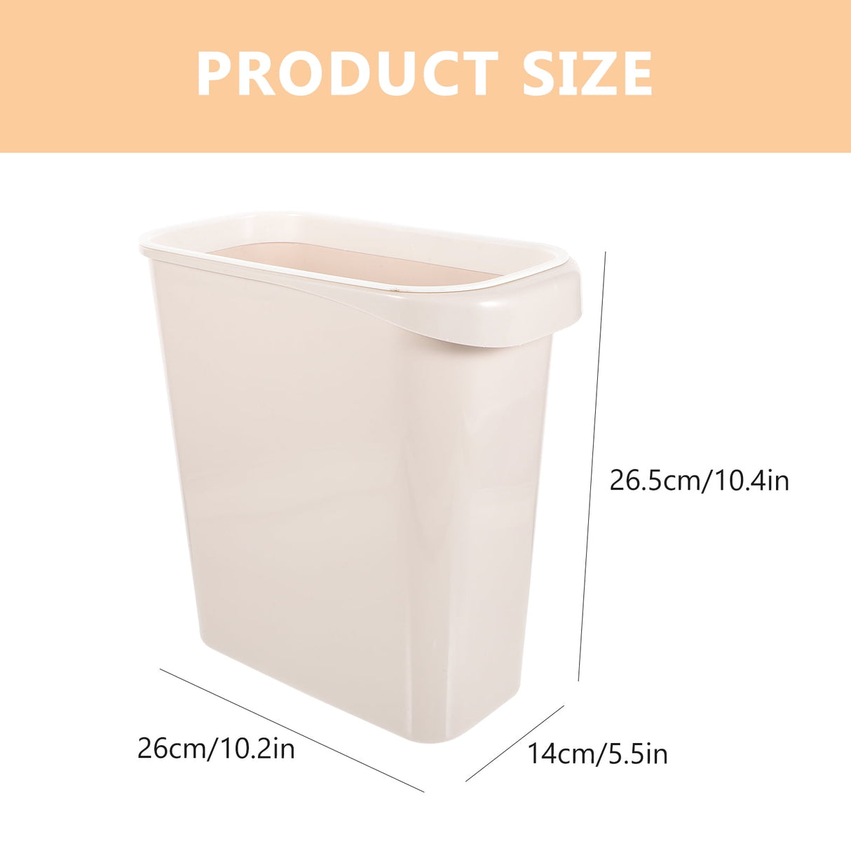 Worgeous White Plastic Trash Can for Home Use Made of Material Great for Small Spaces 13 x 8 0 inches