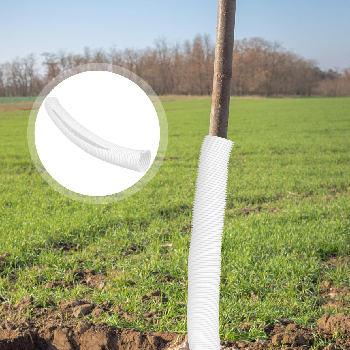 Tree Protect Tree Trunk Protector Guard White PP Material 6Pcs 15.7X2.0X2.0In