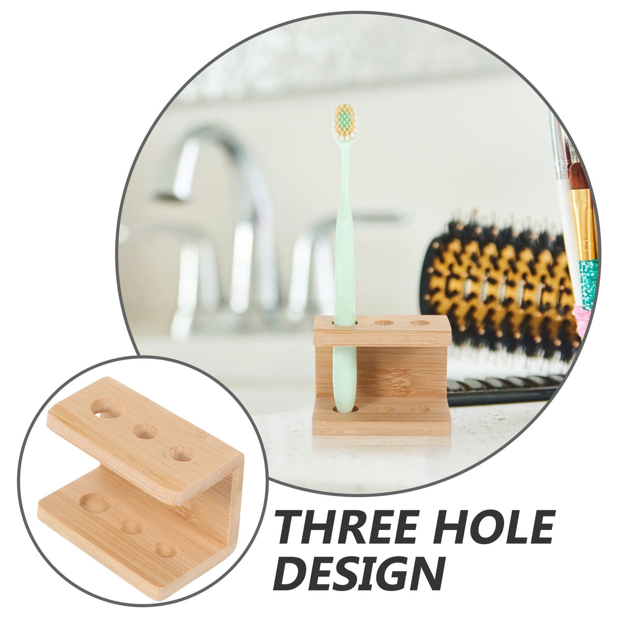 Tooth Brush Organizer Toothbrush Holder Khaki Bamboo 1Set