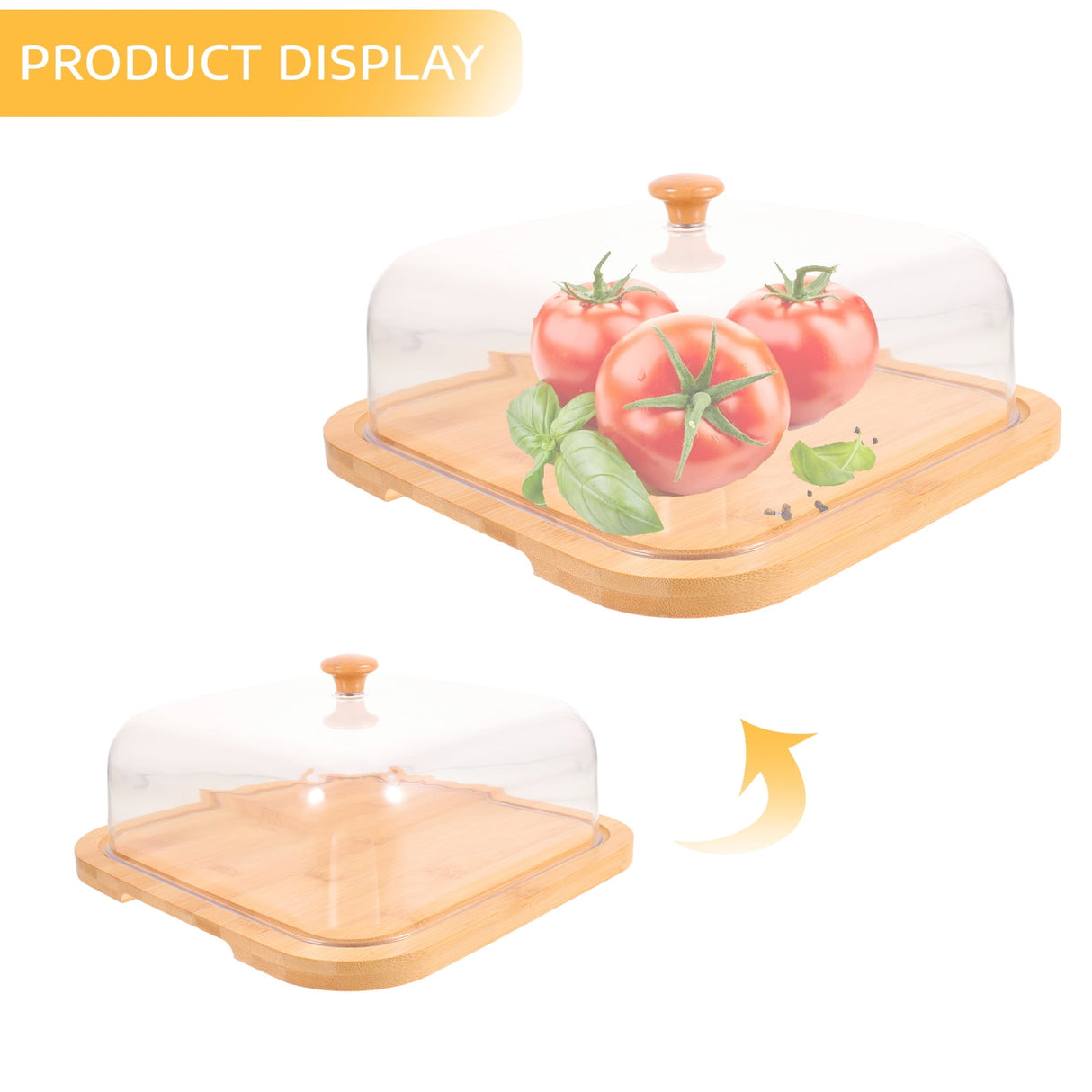 Bamboo Cake Serving Set Food Cover With Elegant Design For Set 10.2X10.2X5.1In