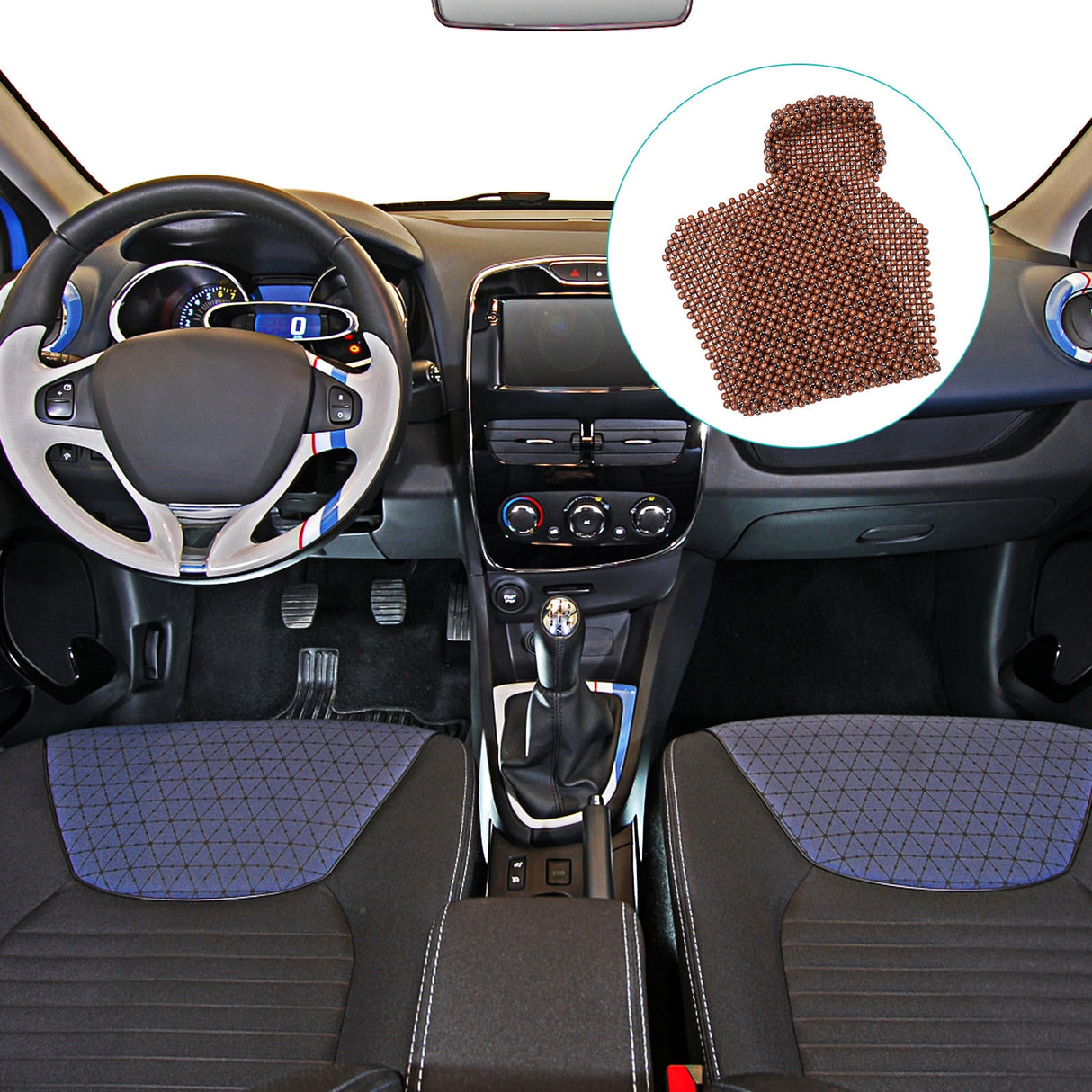 Car Seat Pads Wooden Beads Seat Cushion Breathable Coffee 1 Pc 53.45 x 17.68 x 0.79 inch