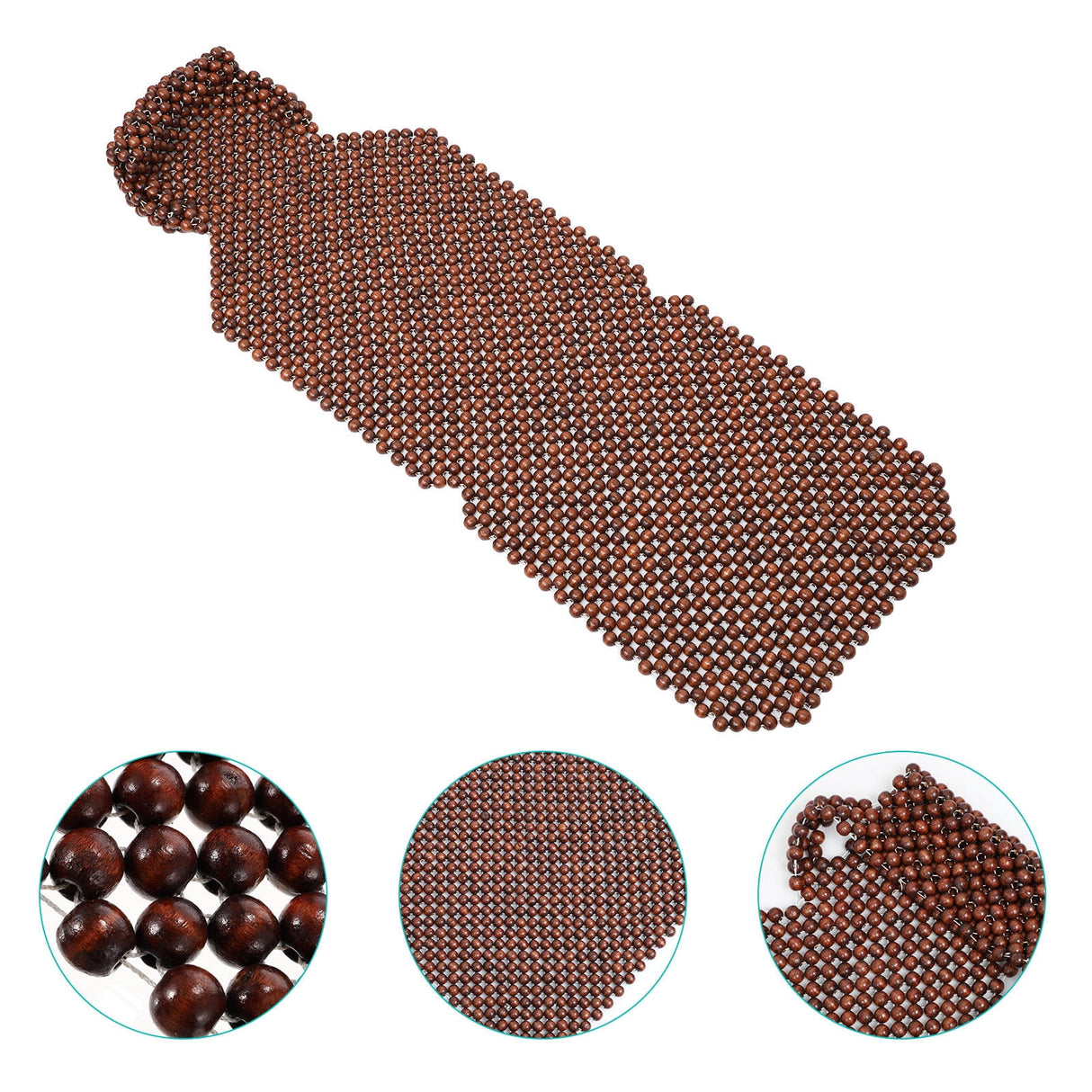 Car Seat Pads Wooden Beads Seat Cushion Breathable Coffee 1 Pc 53.45 x 17.68 x 0.79 inch