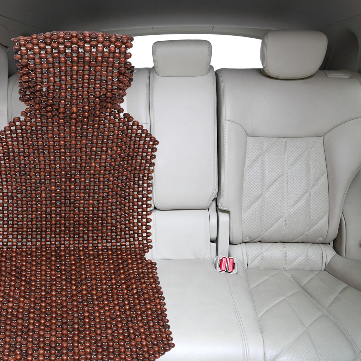 Car Seat Pads Wooden Beads Seat Cushion Breathable Coffee 1 Pc 53.45 x 17.68 x 0.79 inch