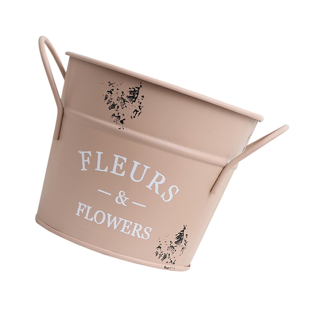 1Pack Galvanized Bucket Planter in Pink for Outdoor and Indoor Decor 13X4.1In