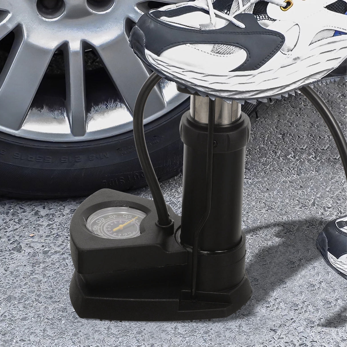 Electric Bike Air Pump Aluminium Alloy 1Set 10.6X5.1X1.9In
