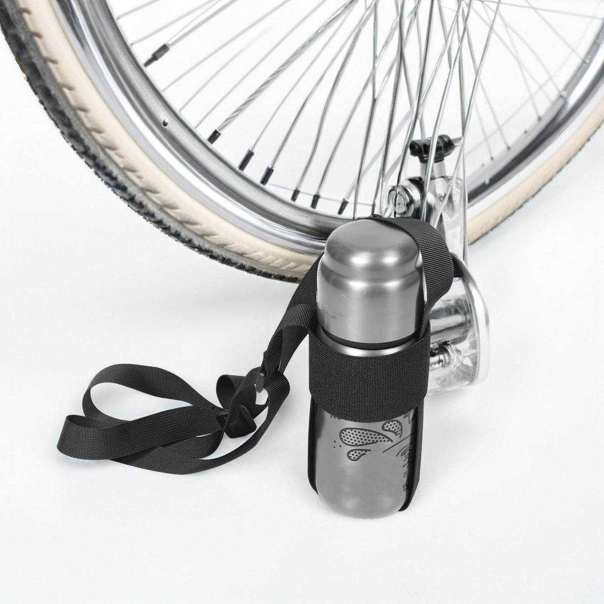 1Set Adjustable Strap for Water Bottle in Black Polyester Ideal for Outdoor Activities 27.51X4.13X0.39in