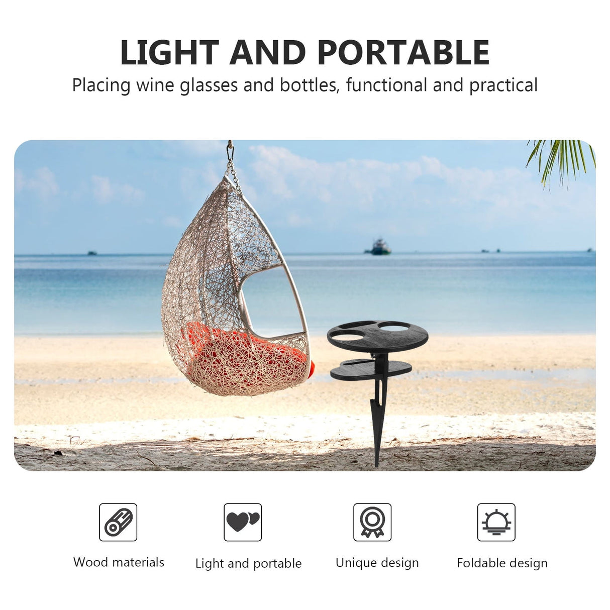 Outdoor Table Black Wooden Plastic 1Pc 11.8x7.9x7.9in