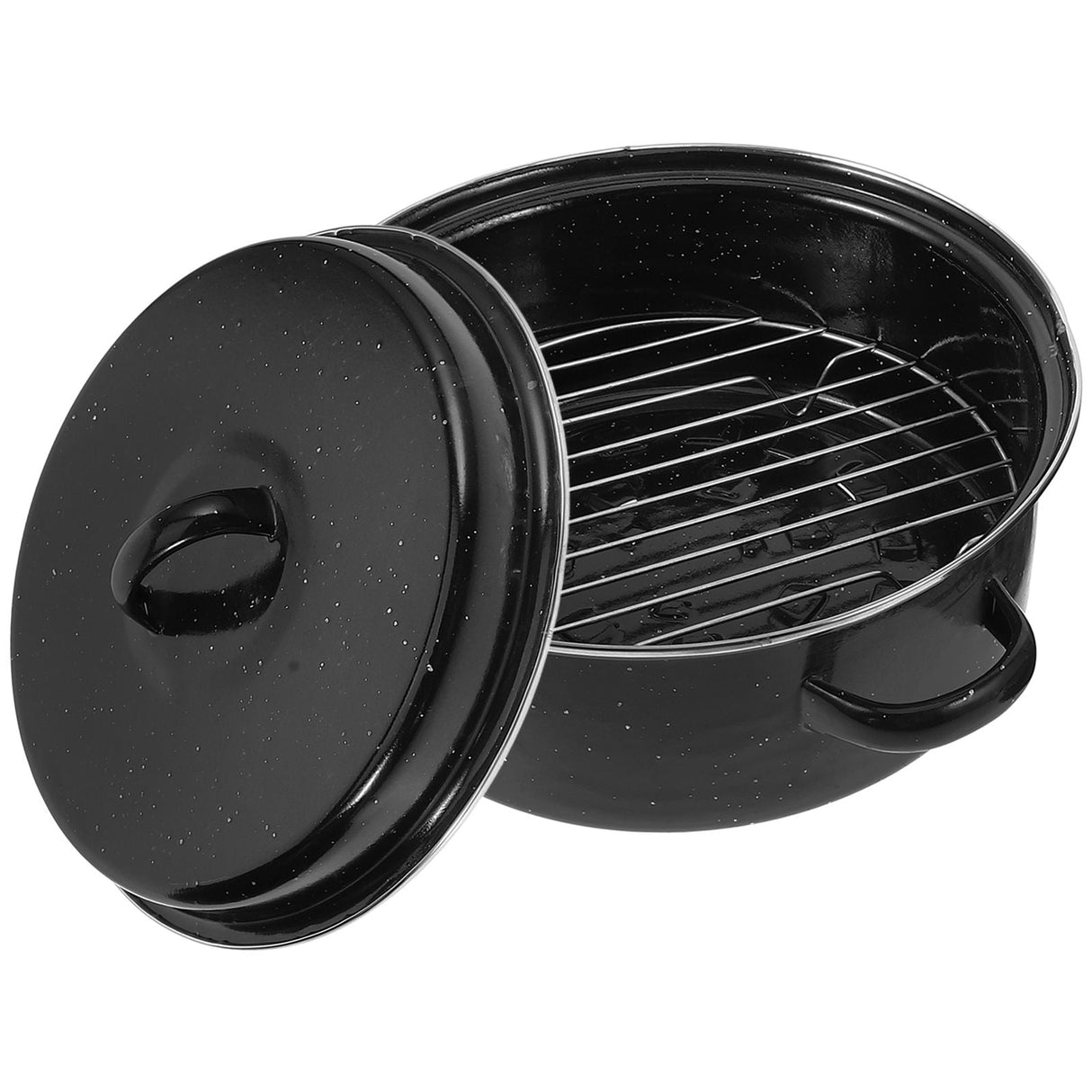 Iron Covered Roaster Pan With Lid Daily Use For Households 10.6X9.4X6.9In