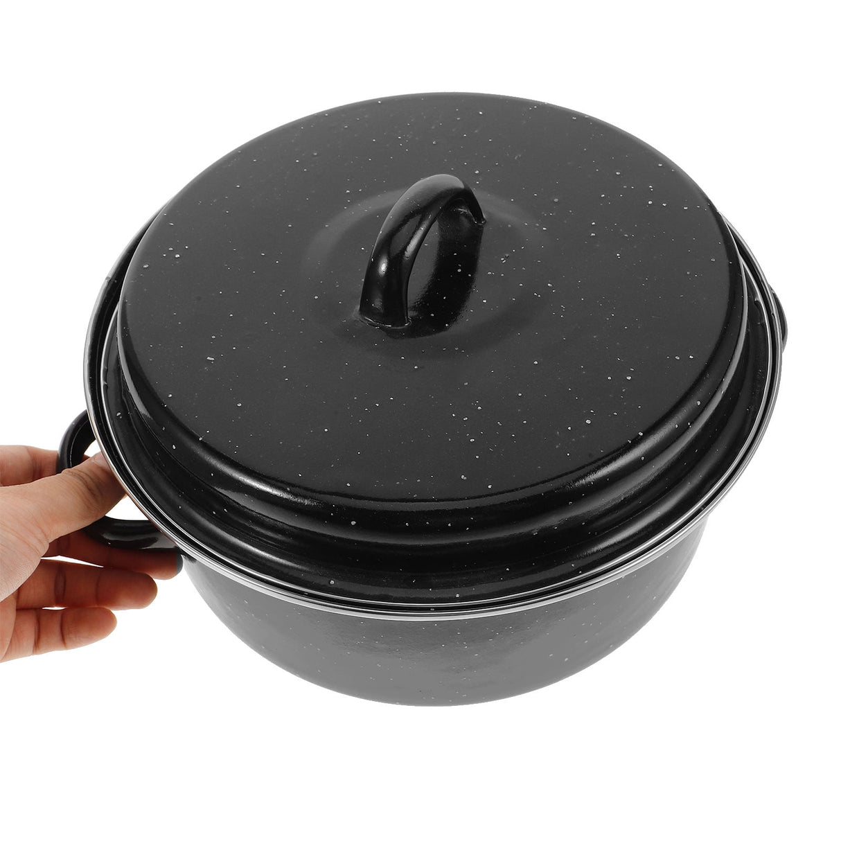Iron Covered Roaster Pan With Lid Daily Use For Households 10.6X9.4X6.9In