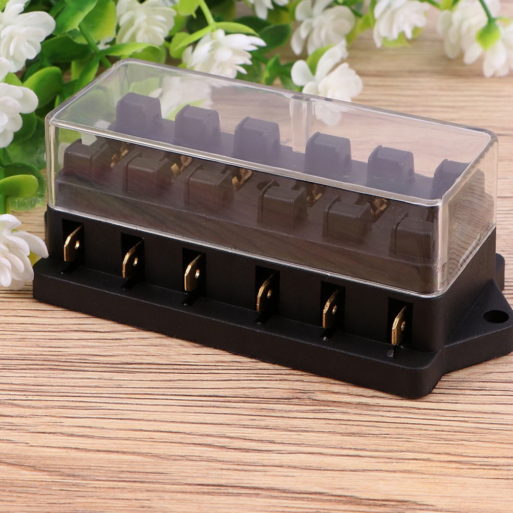2Pcs Metal 6 Way Fuse Holder for Vehicle Maintenance Electrical Installation Car Fuse Accessory 4.3x2.0x1.7in