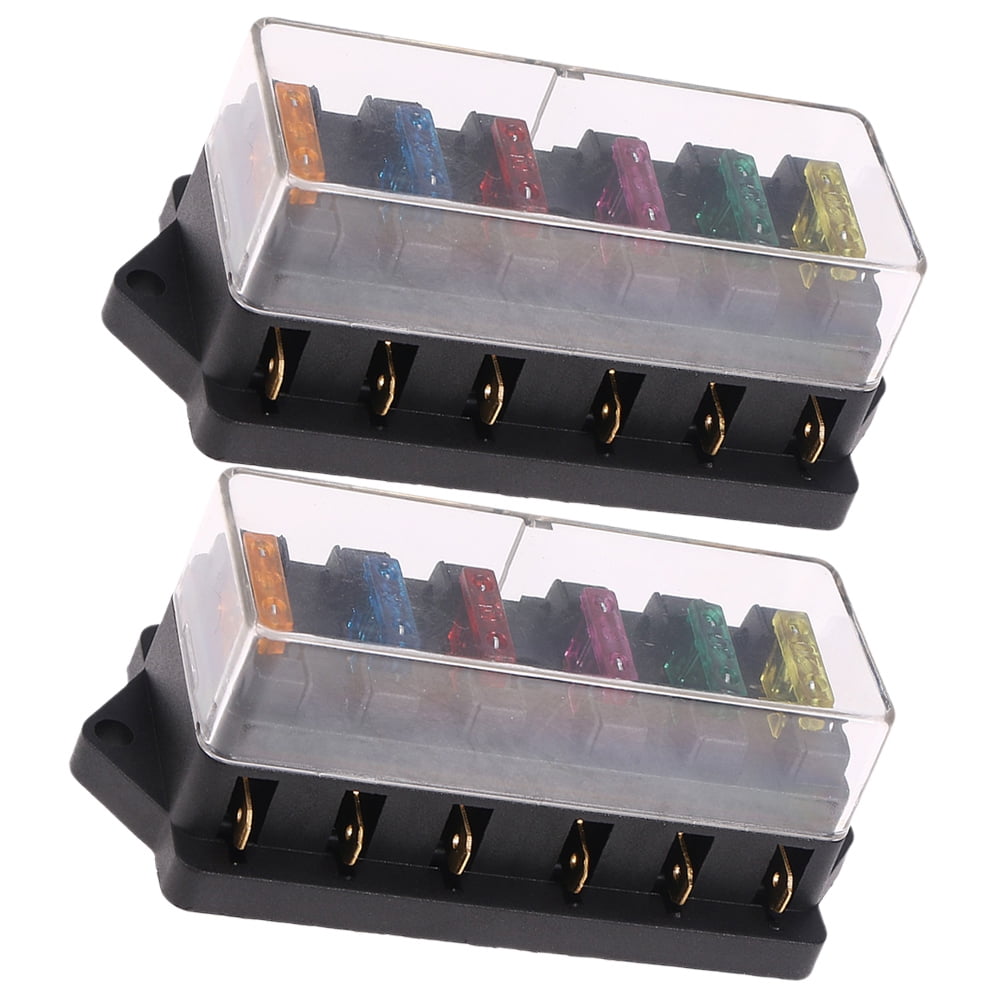2Pcs Metal 6 Way Fuse Holder for Vehicle Maintenance Electrical Installation Car Fuse Accessory 4.3x2.0x1.7in