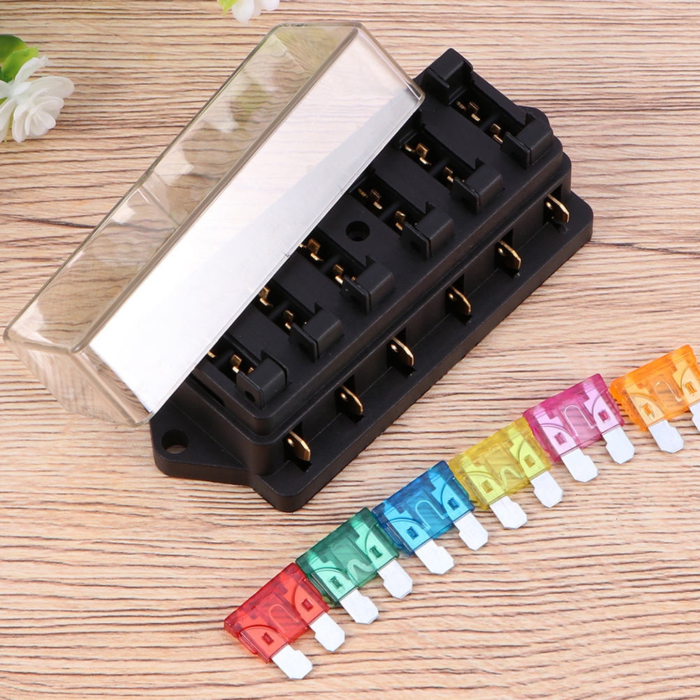 2Pcs Metal 6 Way Fuse Holder for Vehicle Maintenance Electrical Installation Car Fuse Accessory 4.3x2.0x1.7in