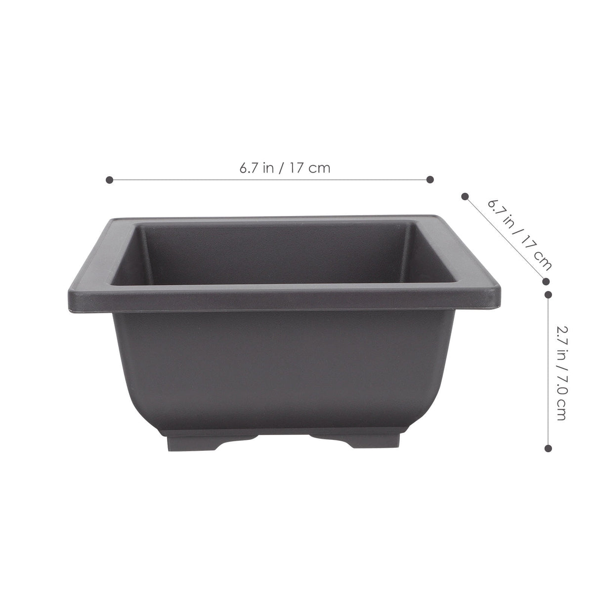 5Pcs Square Flowerpots for Study Room and Office in Black 17x17cm
