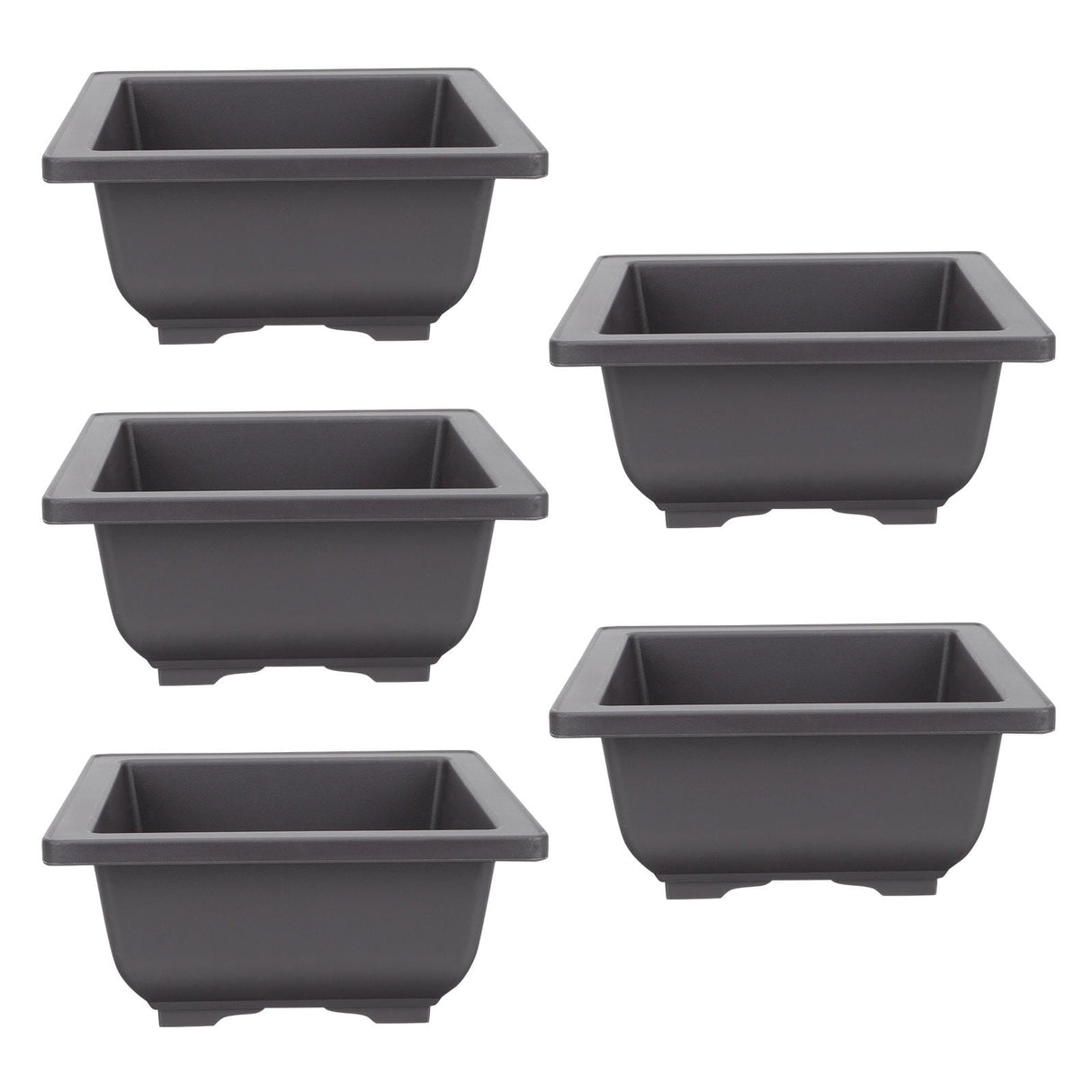 5Pcs Square Flowerpots for Study Room and Office in Black 17x17cm