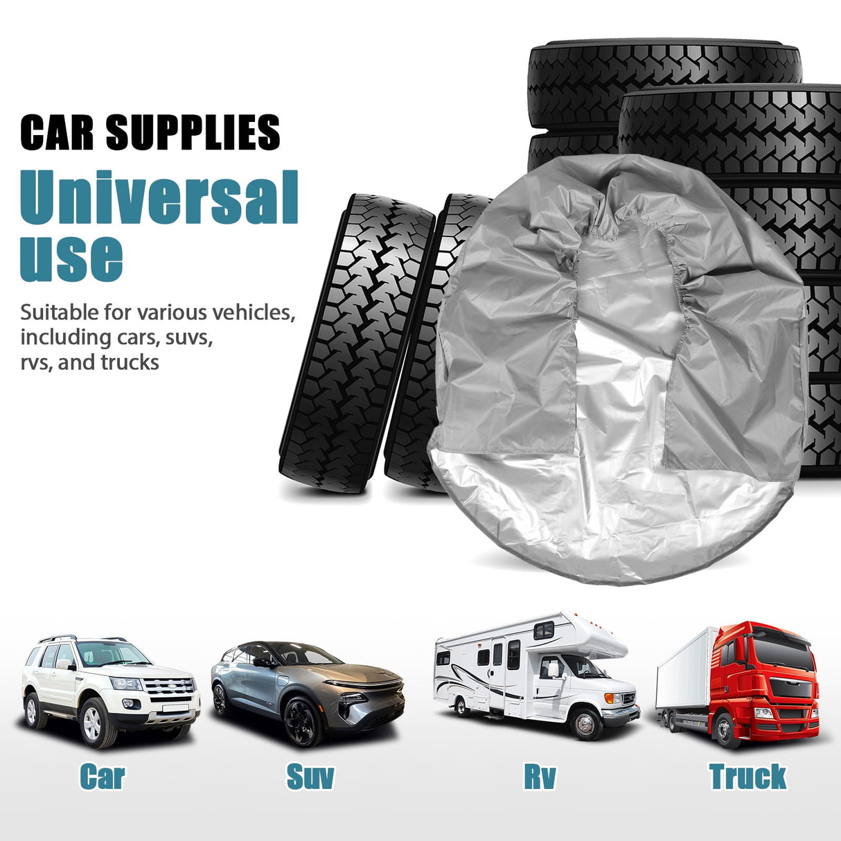 1Pcs RV Spare Tire Cover in Grey Coated Polyester Prevents Cracking and Extends Lifespan
