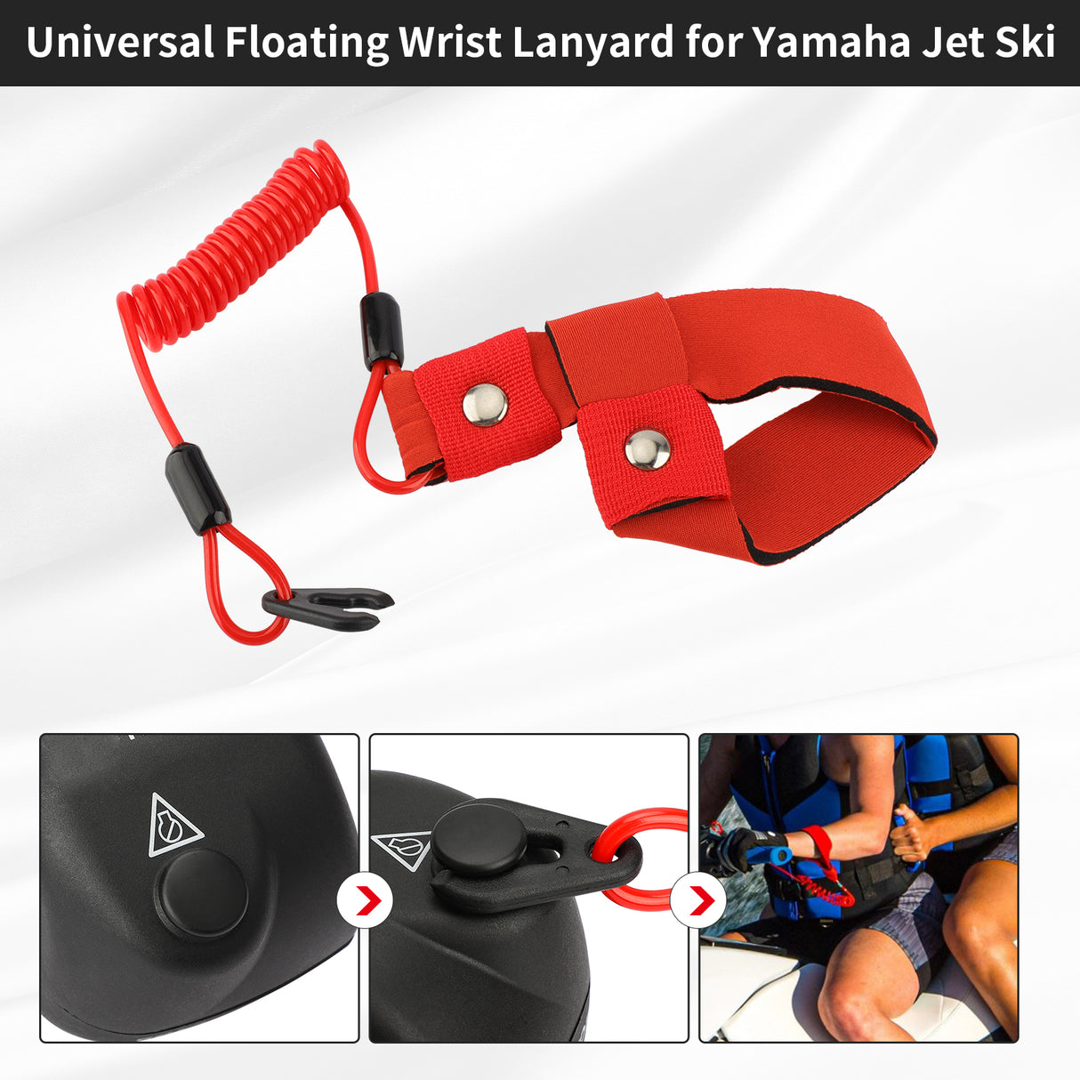 Stop Kill Safety Lanyard for Yamaha Jet Ski WaveRunner FX140 WaveVenture WaveRaider WaveJammer WaveBlaster