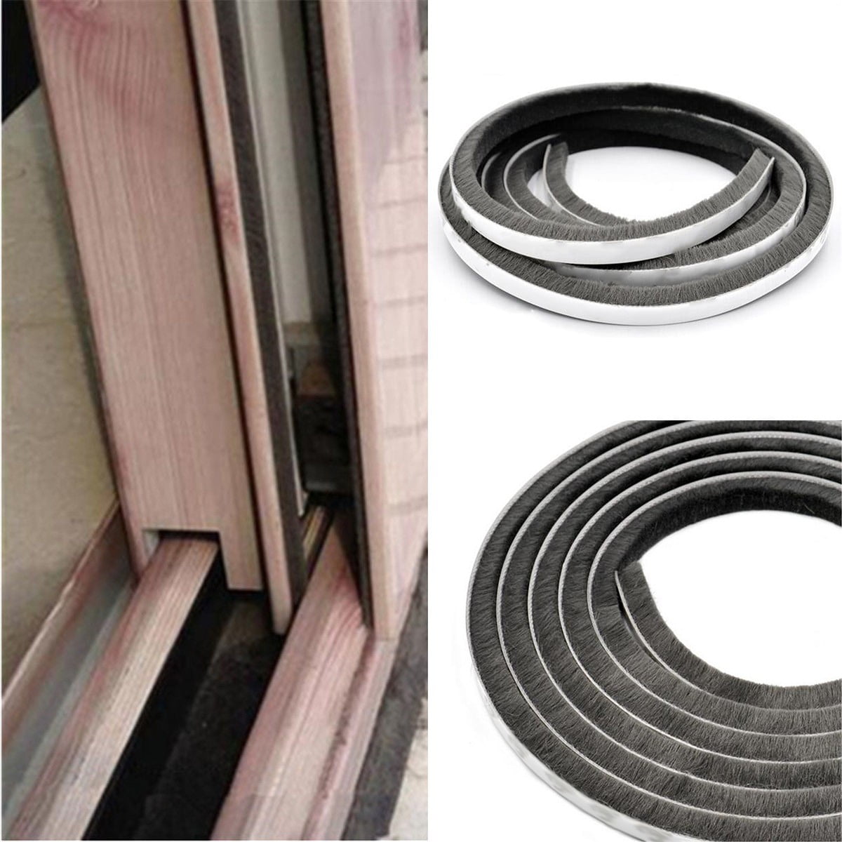 Decor Bottom Bristle Pile Seal Film Door Draught Excluder Brush Weather Strip 10M 5/9/15/23Mm Diy Home High Quality White 9×5Mm White