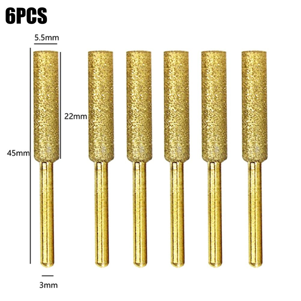 6Pcs Chainsaw Sharpener Grinding Stone File 4/4.8/5.5Mm Chains Saw Sharpening Chainsaw Stone File Chainsaw Ener Burr Power Tools 5.5Mm Smile Home