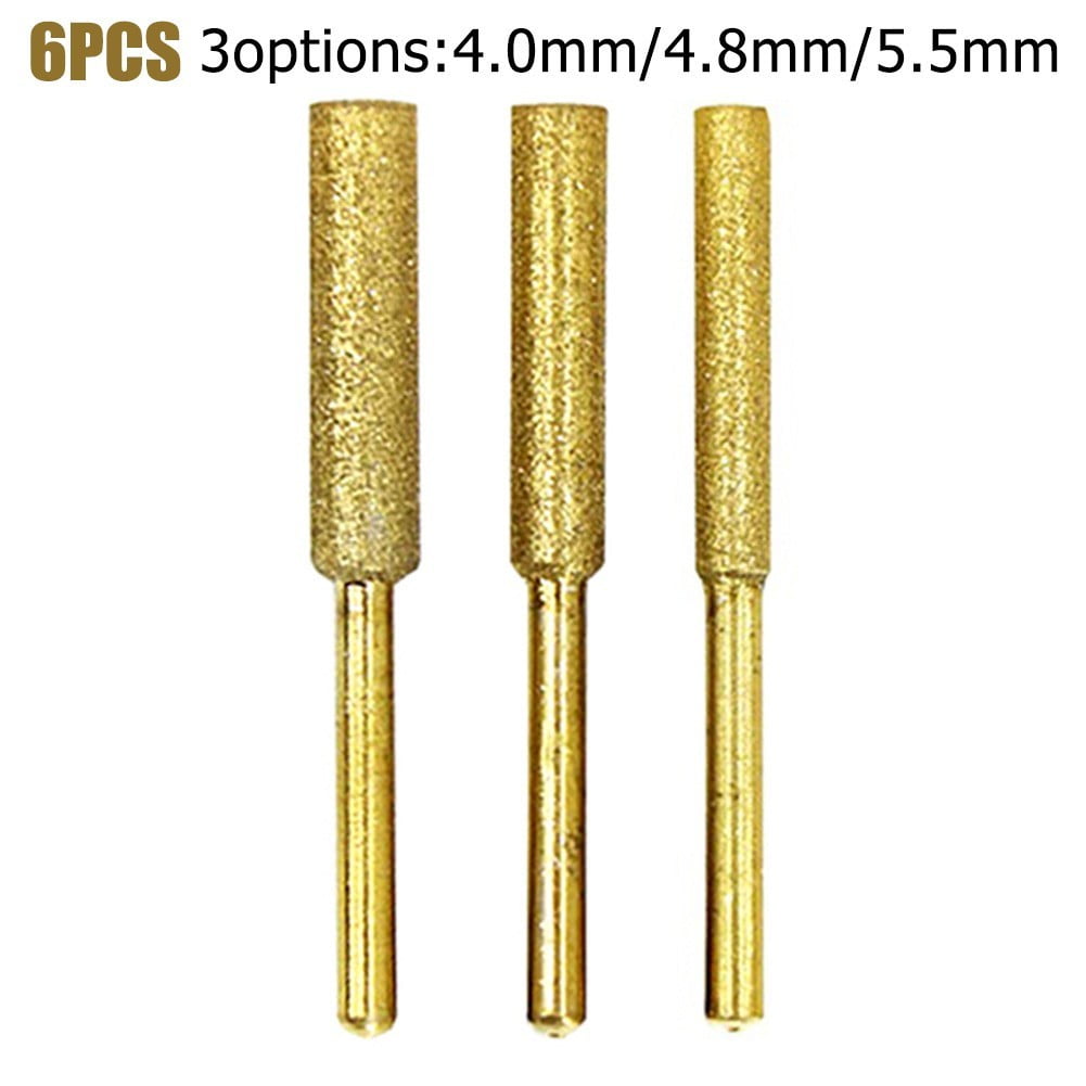 6Pcs Chainsaw Sharpener Grinding Stone File 4/4.8/5.5Mm Chains Saw Sharpening Chainsaw Stone File Chainsaw Ener Burr Power Tools 5.5Mm Smile Home