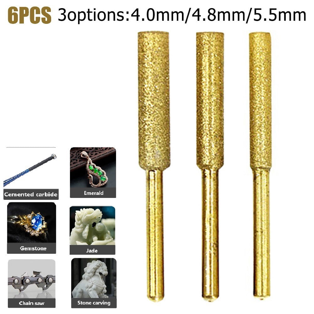 6Pcs Chainsaw Sharpener Grinding Stone File 4/4.8/5.5Mm Chains Saw Sharpening Chainsaw Stone File Chainsaw Ener Burr Power Tools 5.5Mm Smile Home