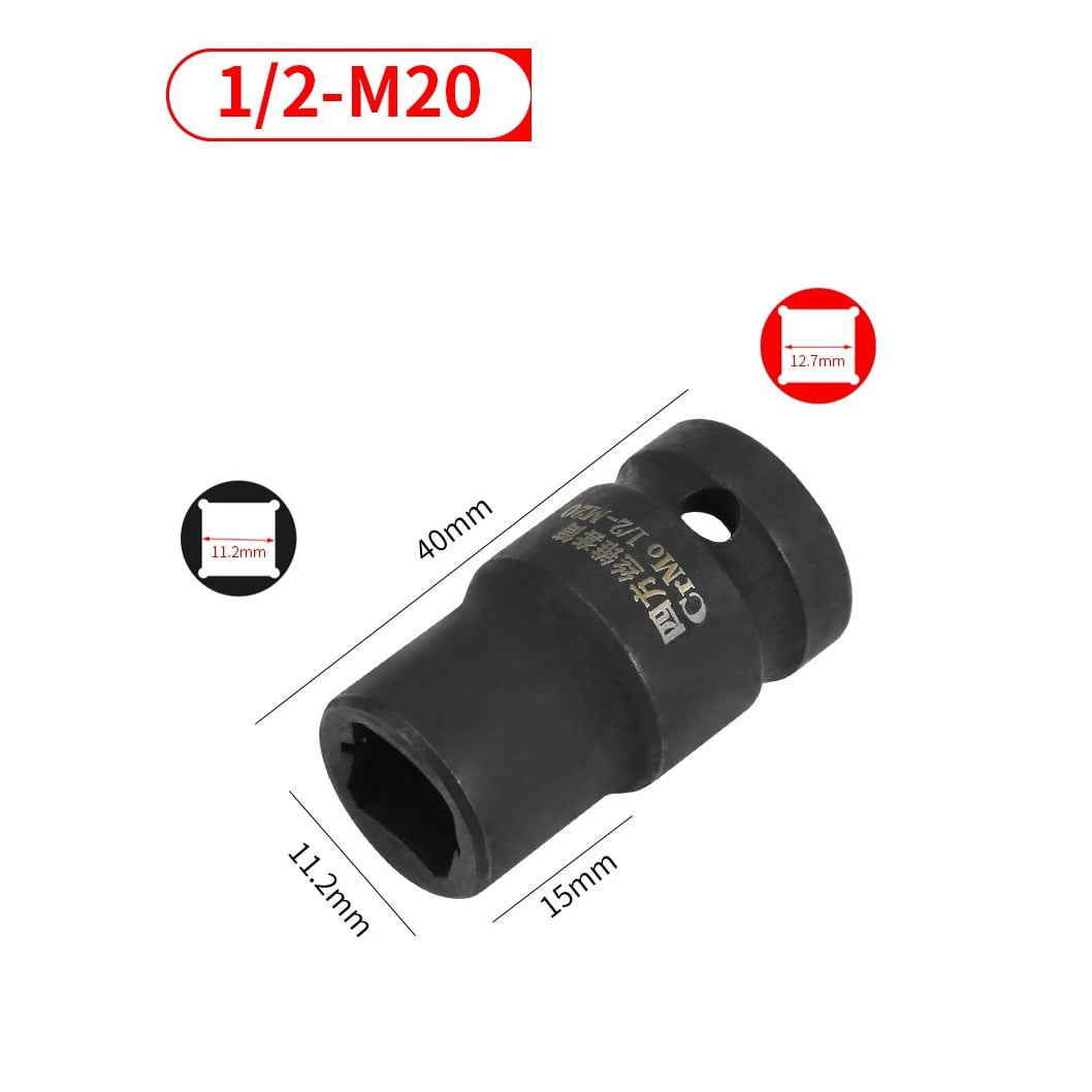 Tap Socket Double Square Head 1/2Inch Driver For Pneumatic Wrench Tool Accessories And Parts Replacement M6-M24 M24 Smile Home M20